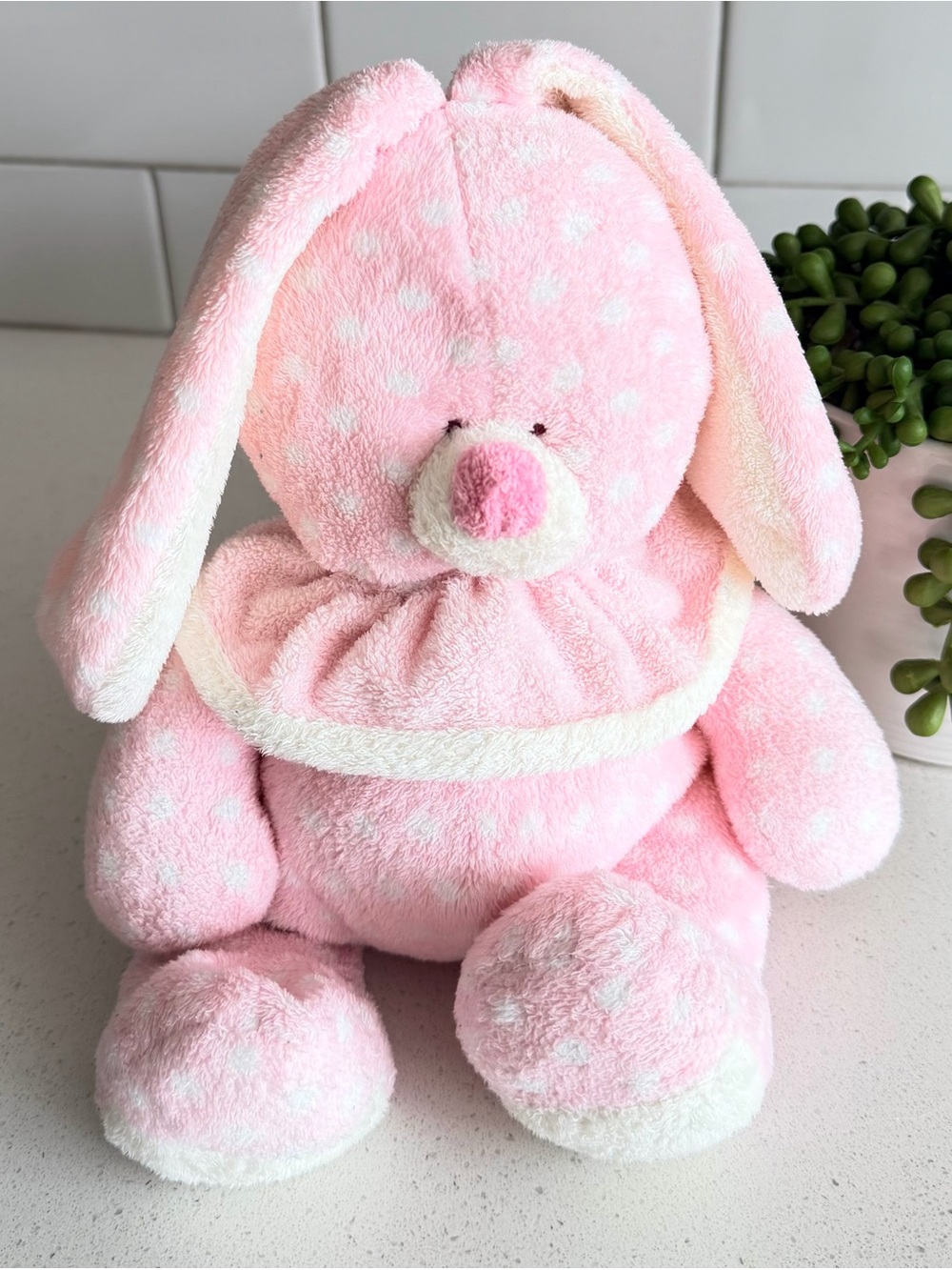 Rare Ty Baby "Love To Baby" Pink Cuddle Bunny 2004 Polka Dot Tylux